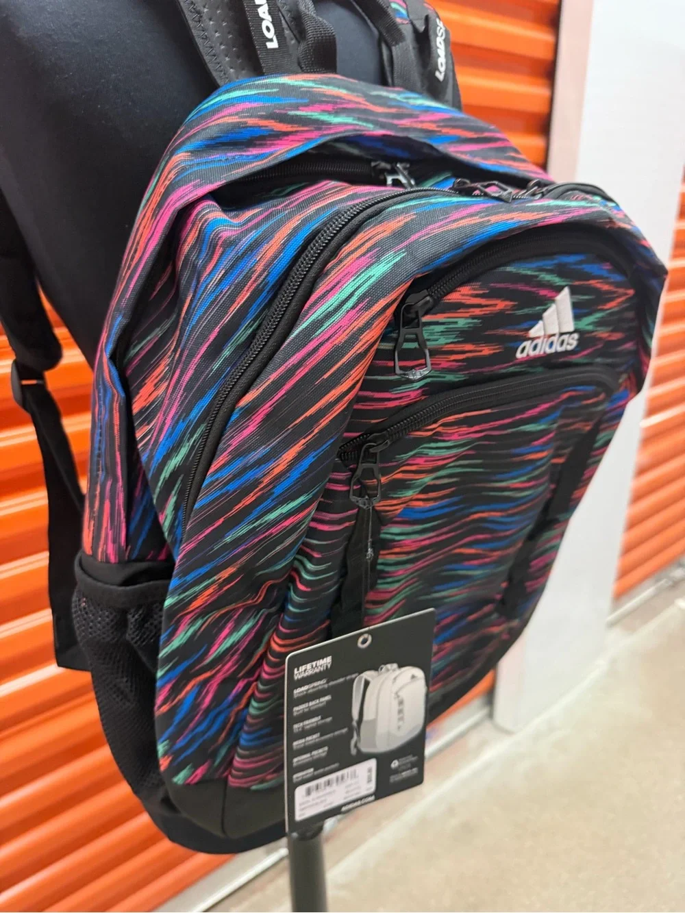 NWT Adidas Excel ||| Black Multicolor Wave-Stripe Backpack